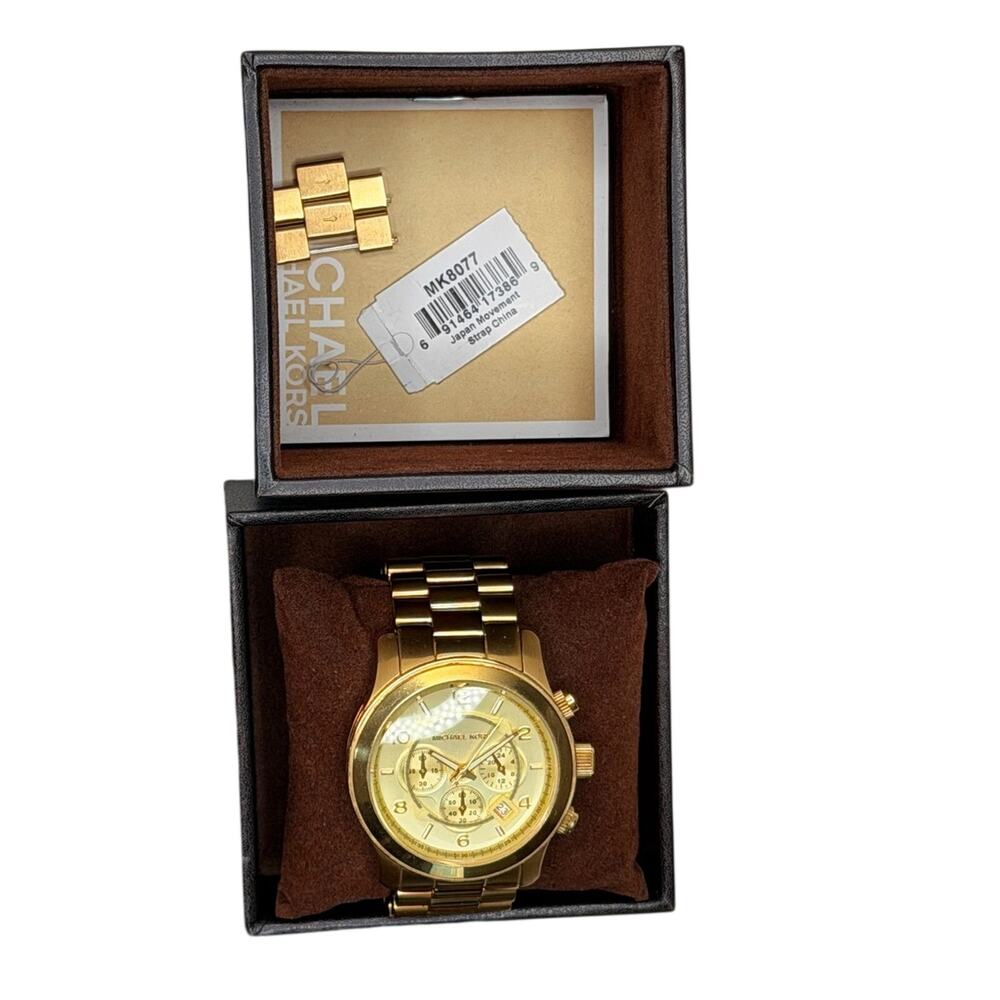 Michael Kors MK8077 Runway Chrono. 45MM Case Gold SS Men’s Watch